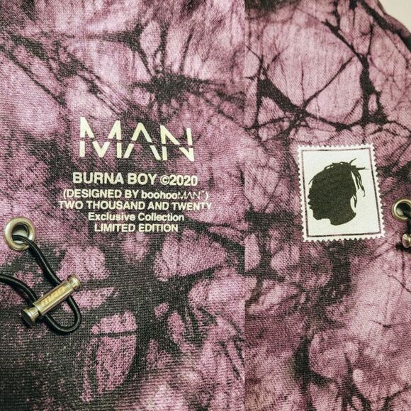 Boohoo Man x Burna Boy Tie Dye Fleece Toggle Mens Sweatpants Purple Medium - Picture 10 of 12